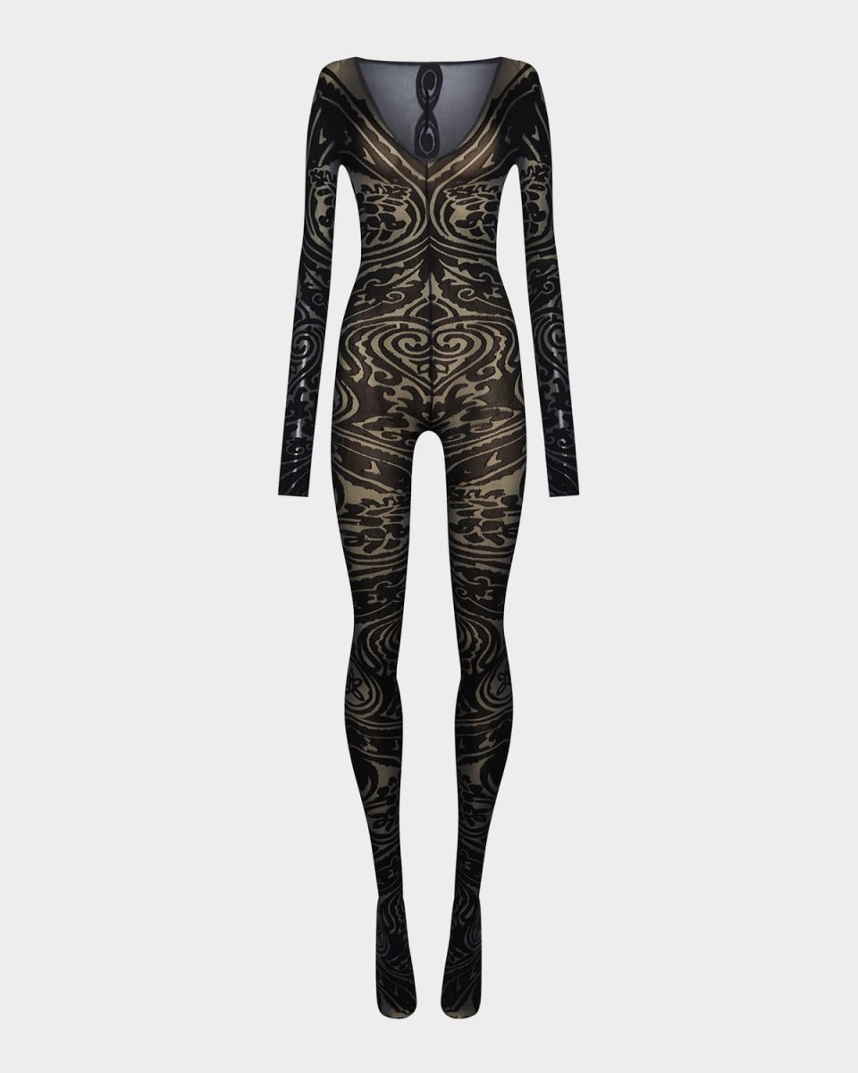 x Etro Tattoo Circular-Knit Catsuit